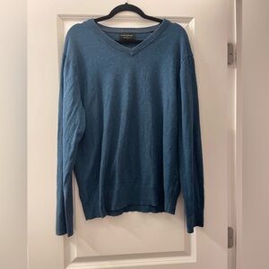Silk Cashmere Blend Banana Republic Blue V-Neck Sweater Lightweight Knit